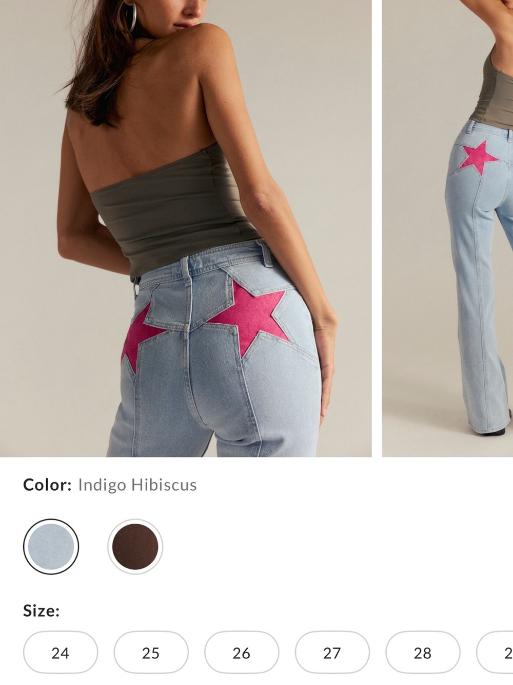 Light Wash Jeans With Yellow Star Pockets - Picture 2 of 12